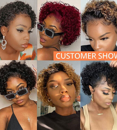 Pixie Cut Wigs Human Haishort Curly Lace Front Human Hair Wigs For