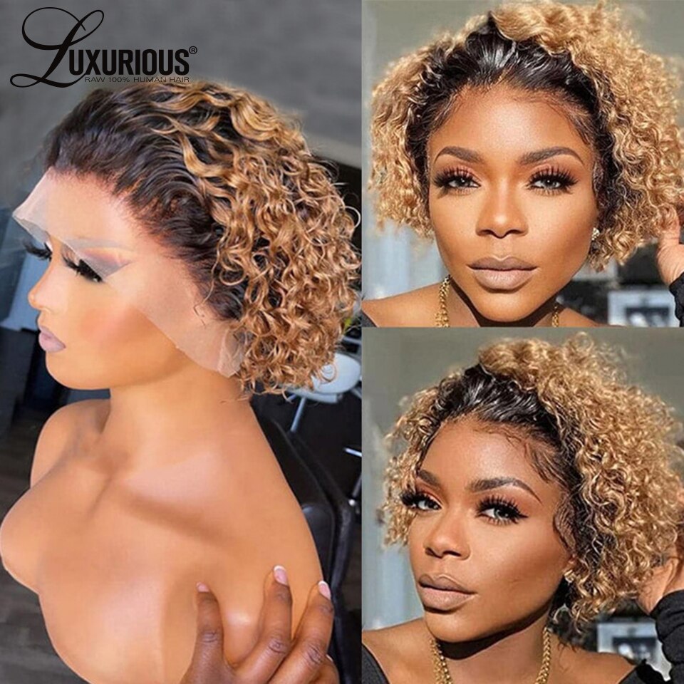 Pixie Cut Wigs Human Haishort Curly Lace Front Human Hair Wigs For