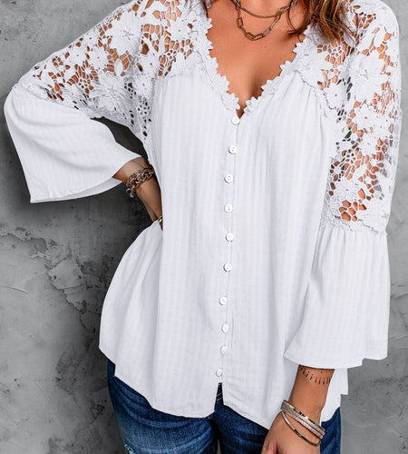 Lace Blusas Summer Top Women Shirt