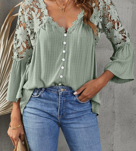 Lace Blusas Summer Top Women Shirt