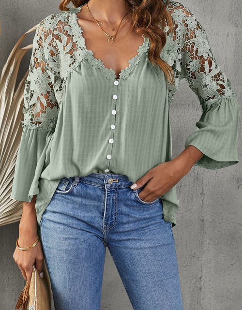 Load image into Gallery viewer, Lace Blusas Summer Top Women Shirt
