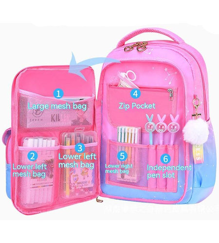 Skaefio Primary School Bags For Girls Gradient Color Grades 1-3-6