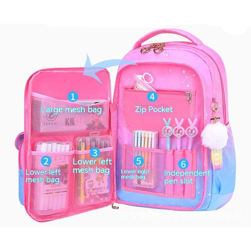 Skaefio Primary School Bags For Girls Gradient Color Grades 1-3-6