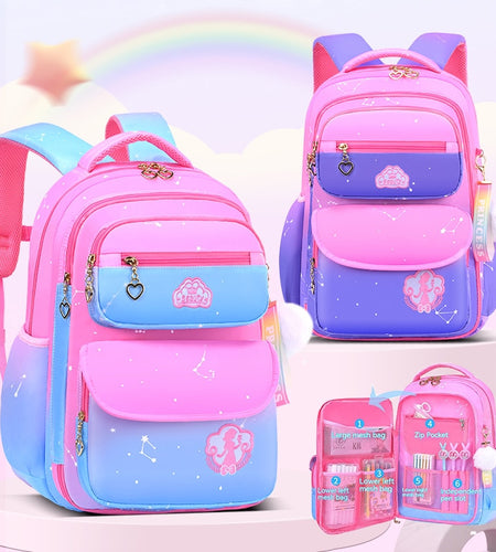 Skaefio Primary School Bags For Girls Gradient Color Grades 1-3-6