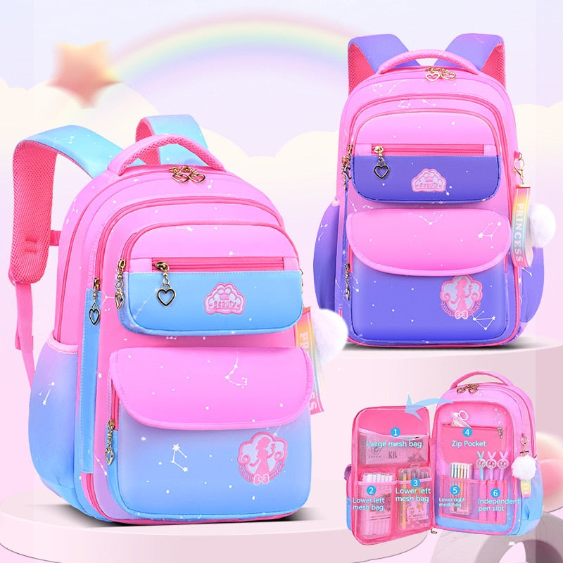 Skaefio Primary School Bags For Girls Gradient Color Grades 1-3-6