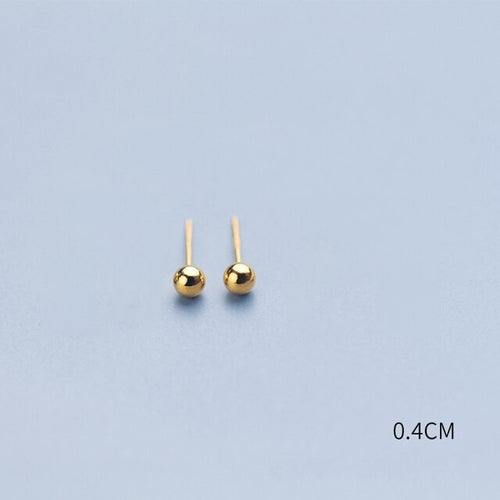 Load image into Gallery viewer, 925 Sterling Silver Ball Gold Earrings | 925 Sterling Silver Stud
