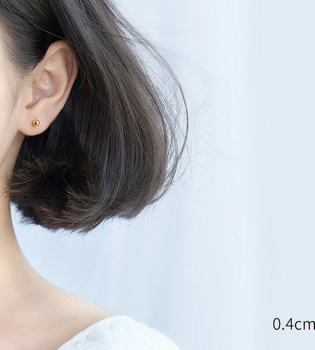 925 Sterling Silver Ball Gold Earrings | 925 Sterling Silver Stud