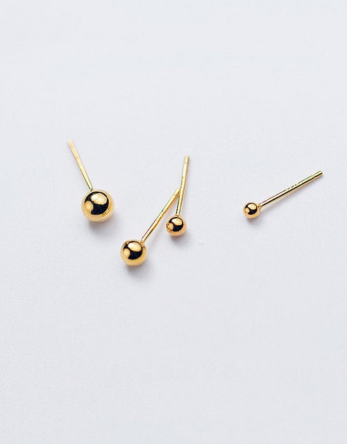 Load image into Gallery viewer, 925 Sterling Silver Ball Gold Earrings | 925 Sterling Silver Stud
