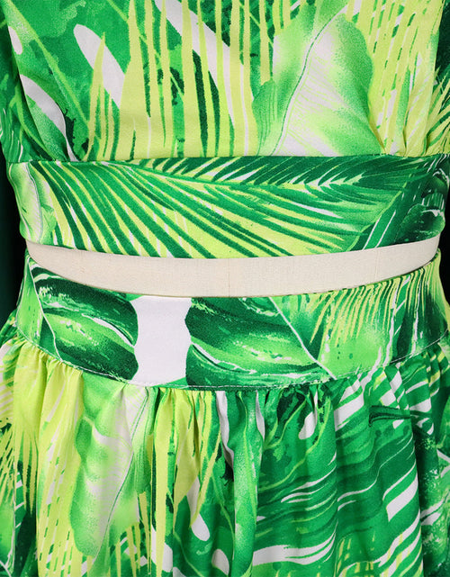 Load image into Gallery viewer, 2 Pieces Skirts Sets Tropical Printed Sleeveless Halter Top &amp;Skirts
