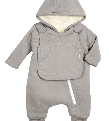 Smart Cuddly Jumpsuit + Bib - Gray