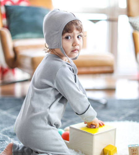 Smart Footed One-Piece + Bib - Gray