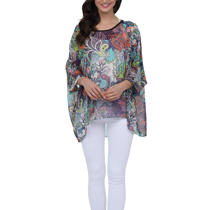 Womens Summer Floral Beach Tunic Top