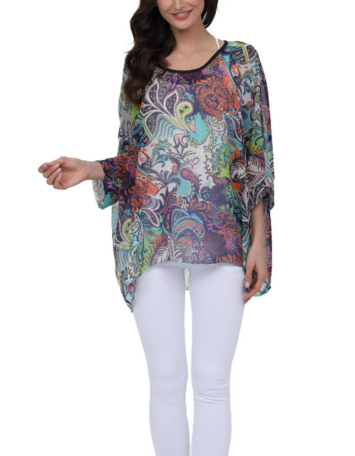 Load image into Gallery viewer, Womens Summer Floral Beach Tunic Top
