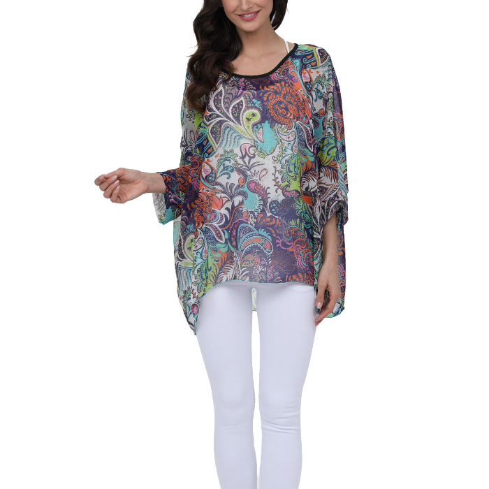 Womens Summer Floral Beach Tunic Top