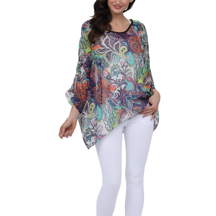 Womens Summer Floral Beach Tunic Top