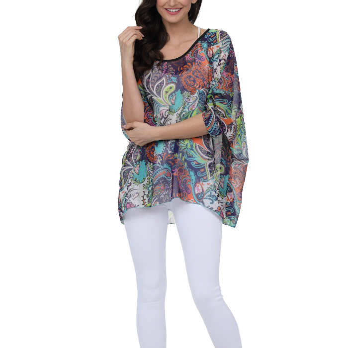 Womens Summer Floral Beach Tunic Top