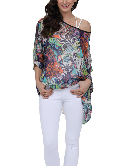 Load image into Gallery viewer, Womens Summer Floral Beach Tunic Top
