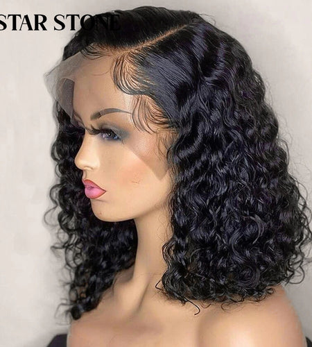Short Curly Bob Brazilian Human Hair Lace Front Wigs 13x4 Lace Frontal