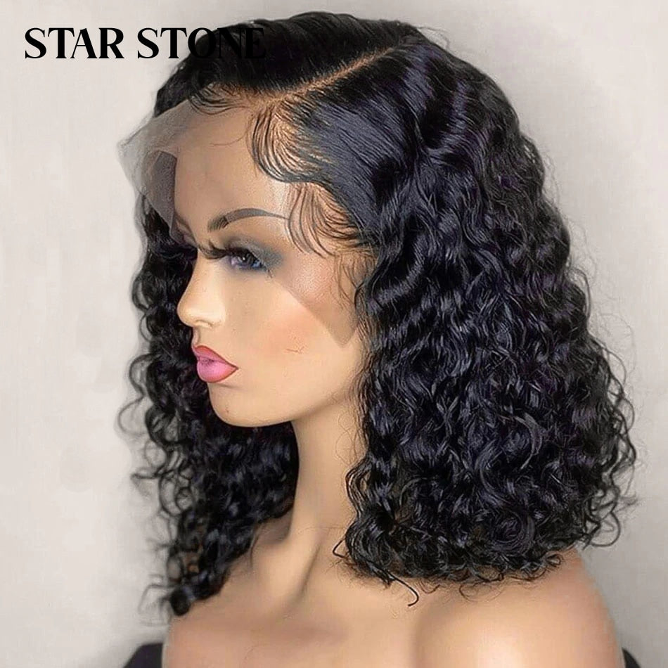 Short Curly Bob Brazilian Human Hair Lace Front Wigs 13x4 Lace Frontal