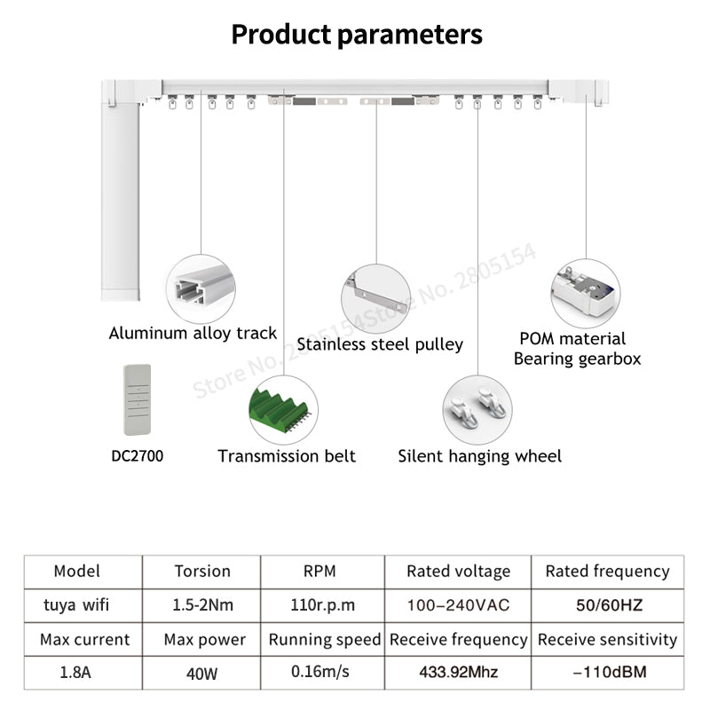 Smart wifi curtain motor tuya smart life  work with alexa ,Googlehome