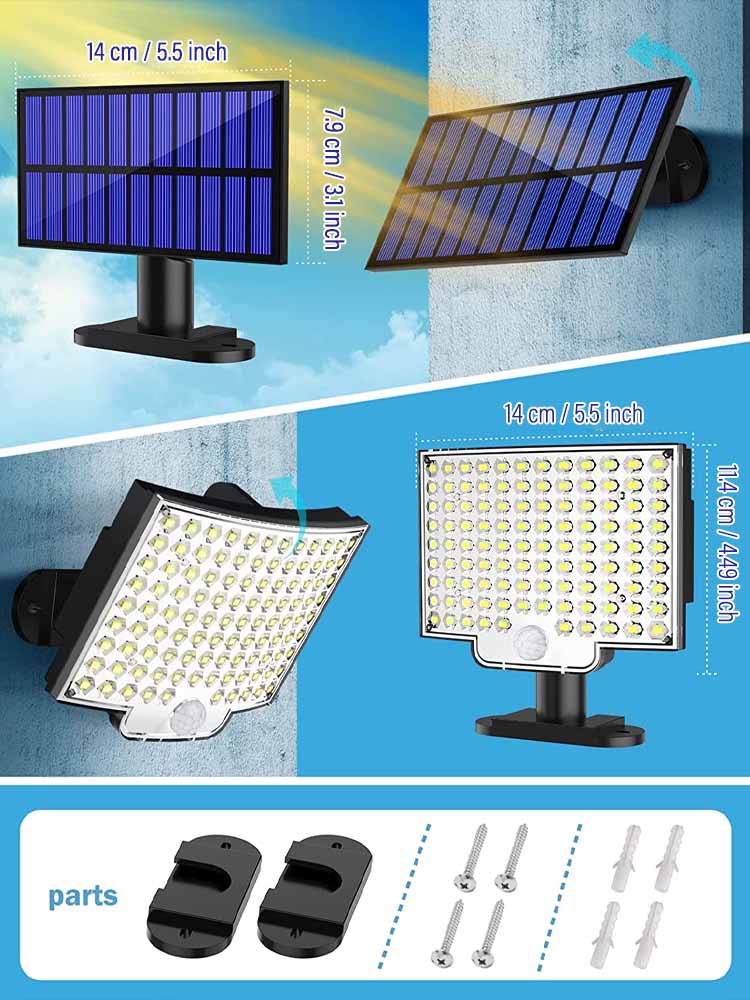 Solar Lamp 106LED Outdoor Super Bright Wall Lamp with Motion Sensor