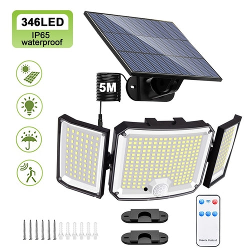 Load image into Gallery viewer, Solar Lights Outdoor 346 LED Solar Powered Security Lights Wall Lamp
