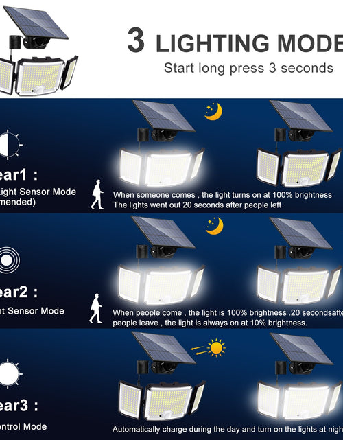 Load image into Gallery viewer, Solar Lights Outdoor 346 LED Solar Powered Security Lights Wall Lamp
