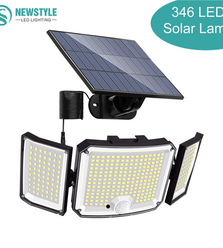 Solar Lights Outdoor 346 LED Solar Powered Security Lights Wall Lamp