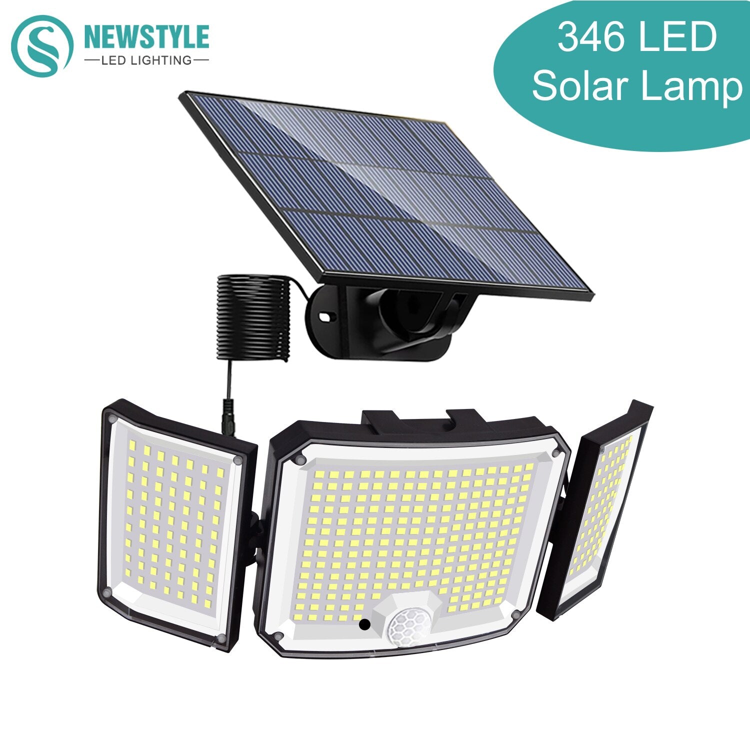 Solar Lights Outdoor 346 LED Solar Powered Security Lights Wall Lamp