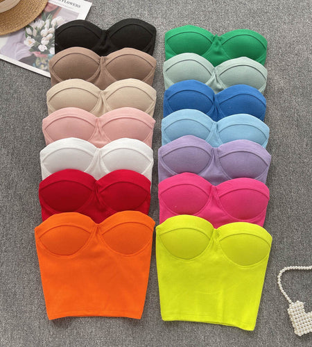 Strapless Western Style Skinny Tanks Camis for Women Summer Casual