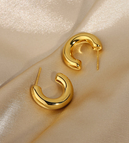 Stainless Steel Hoop Earrings Women | Gold Plated Stainless Steel