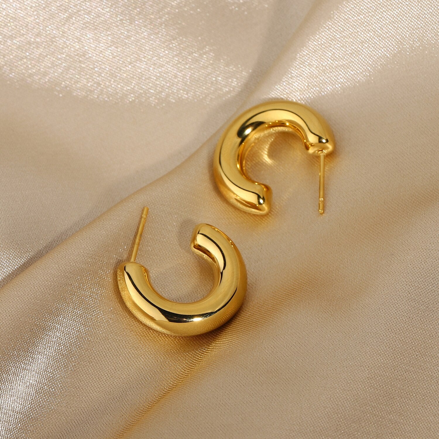 Stainless Steel Hoop Earrings Women | Gold Plated Stainless Steel