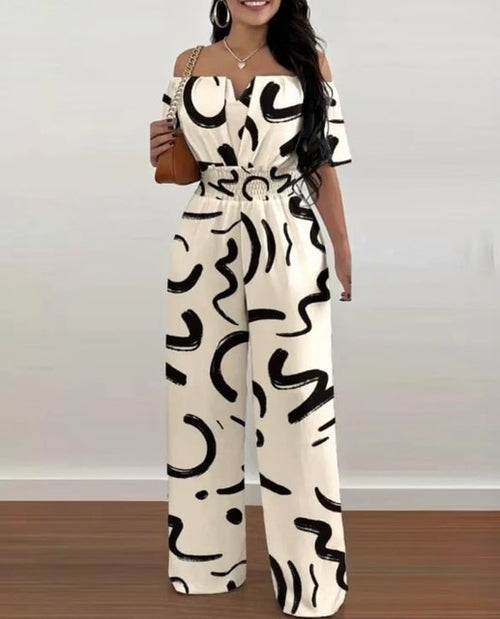 Load image into Gallery viewer, Summer Fashion Printed Wide Leg Jumpsuit Women Sexy Beach Style
