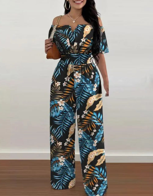 Load image into Gallery viewer, Summer Fashion Printed Wide Leg Jumpsuit Women Sexy Beach Style
