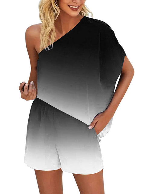 Load image into Gallery viewer, Skew Collar Off-shoulder  Loose Casual Pullovers Shorts Two-piece Sets
