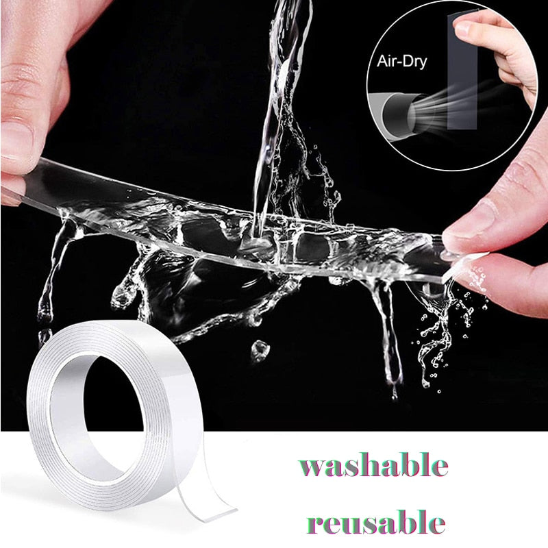 Super Strong Double Sided Adhesive Tape Washable Reusable Waterproof