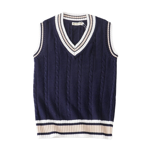 Load image into Gallery viewer, Sweater Vest Men Thicken V neck Sleeveless Knitted Sweaters Vests
