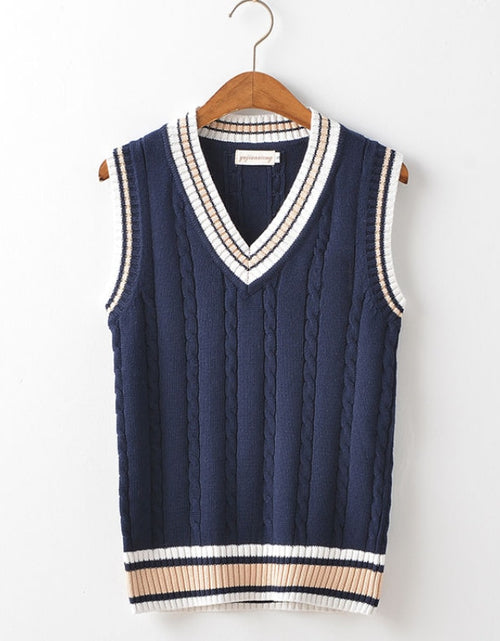 Load image into Gallery viewer, Sweater Vest Men Thicken V neck Sleeveless Knitted Sweaters Vests
