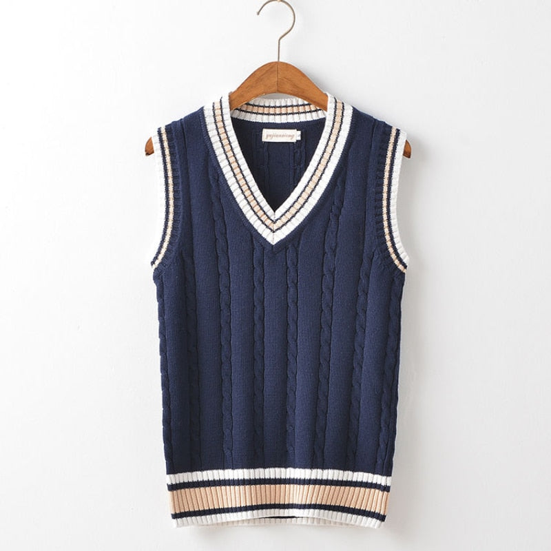 Sweater Vest Men Thicken V neck Sleeveless Knitted Sweaters Vests