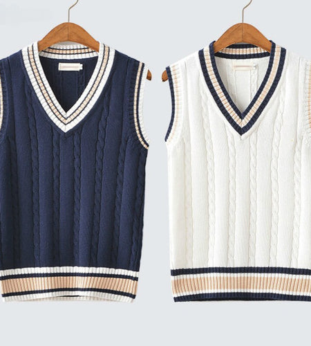 Sweater Vest Men Thicken V neck Sleeveless Knitted Sweaters Vests