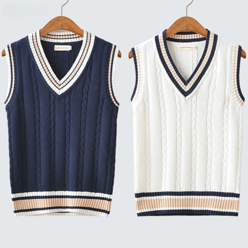 Sweater Vest Men Thicken V neck Sleeveless Knitted Sweaters Vests