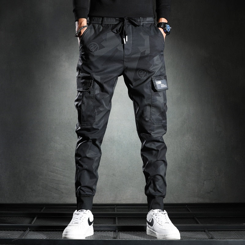 Sweatpants Men Camouflage Elasticity Military Cargo Pants Drawstring