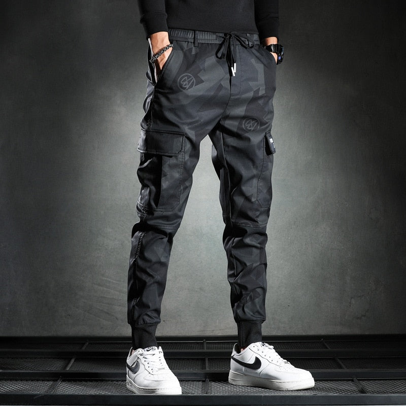 Sweatpants Men Camouflage Elasticity Military Cargo Pants Drawstring