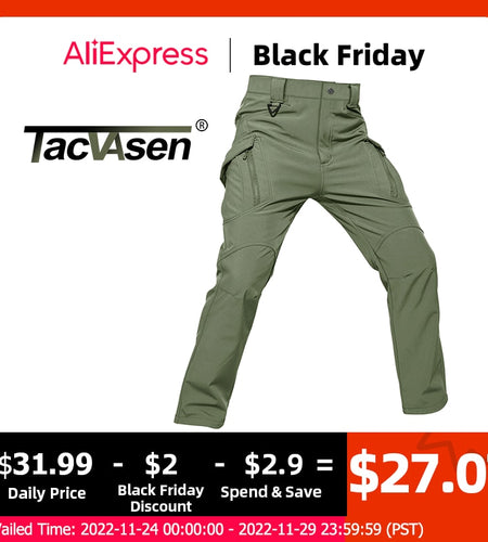 TACVASEN IX9 Winter Softshell Pants Military Tactical Pants Mens Hunt