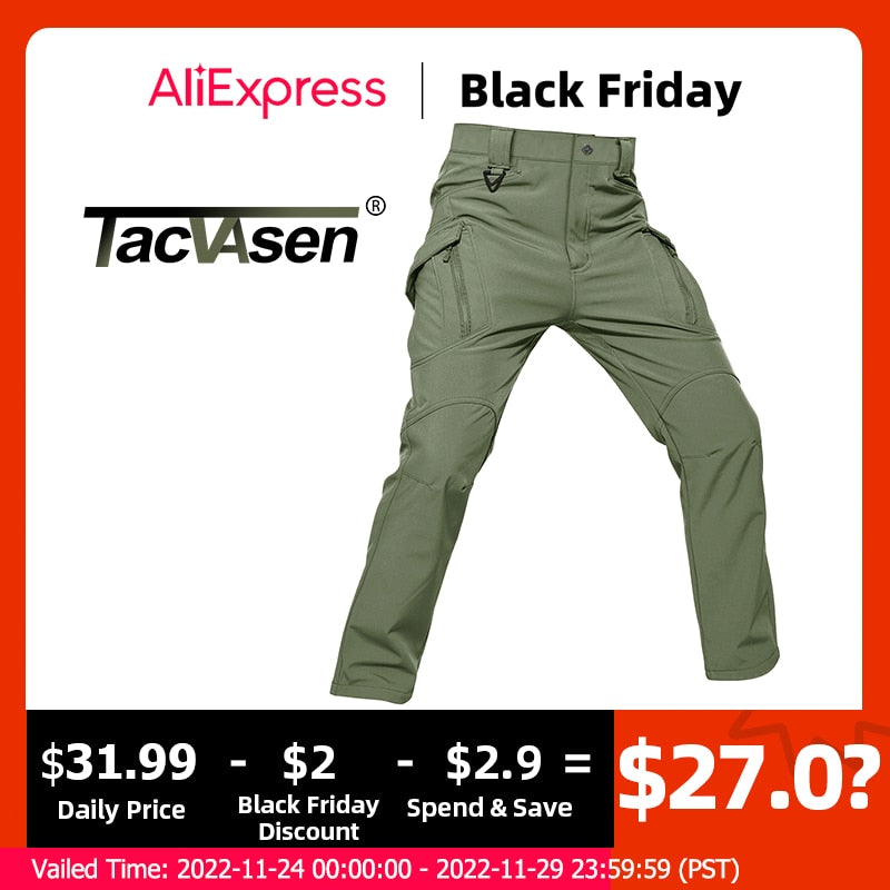 TACVASEN IX9 Winter Softshell Pants Military Tactical Pants Mens Hunt