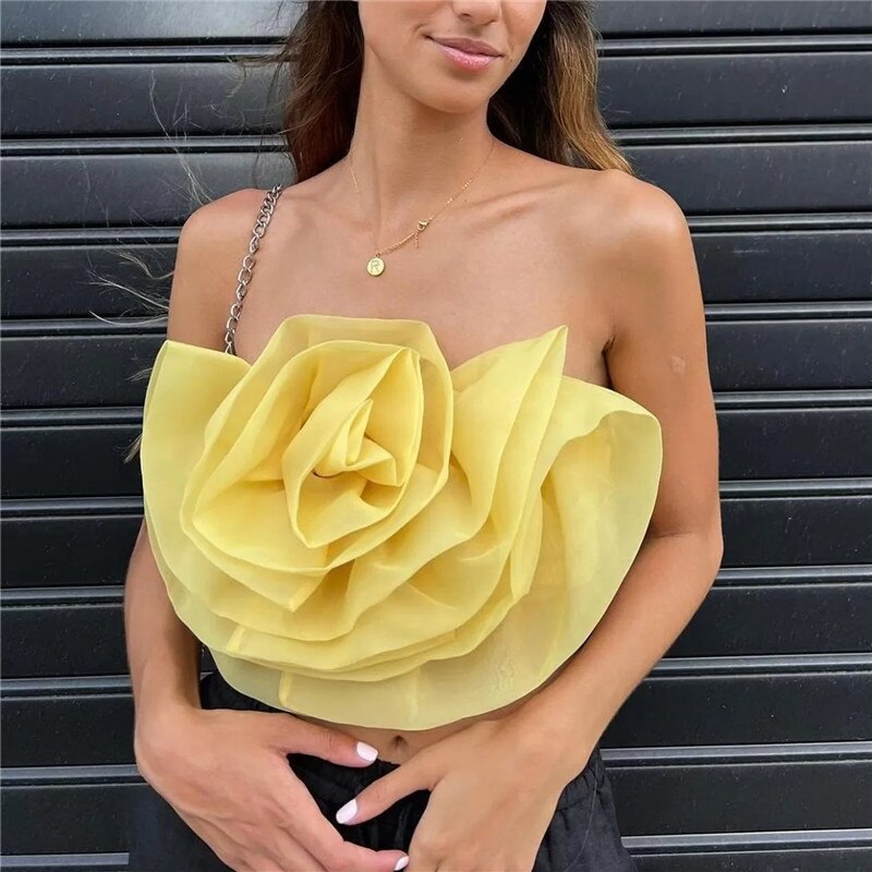 Flower Corset Top Off Shoulder Crop Top