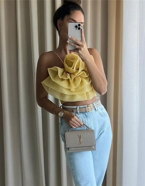 Load image into Gallery viewer, Flower Corset Top Off Shoulder Crop Top
