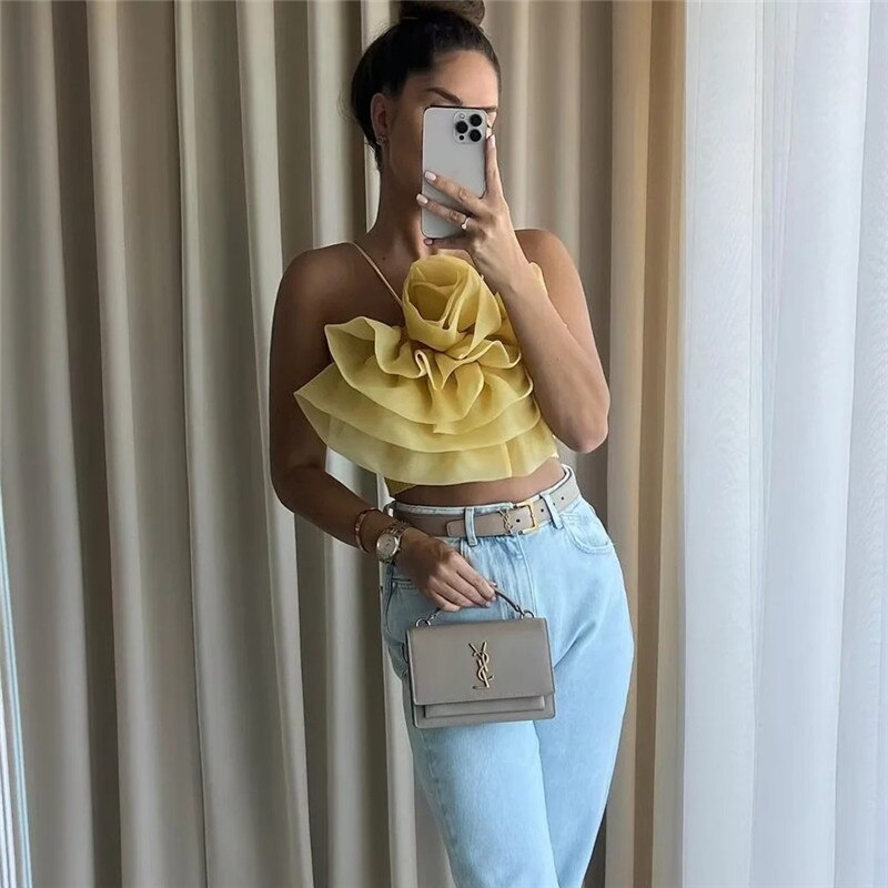 Flower Corset Top Off Shoulder Crop Top