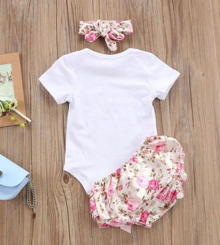 Toddler Girls Summer Clothing Set Letter Floral
