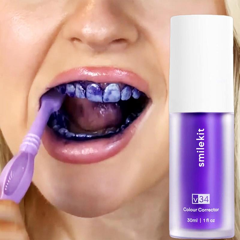 Tooth Cleansing Mousse Purple Bottled Press Toothpaste Refreshes